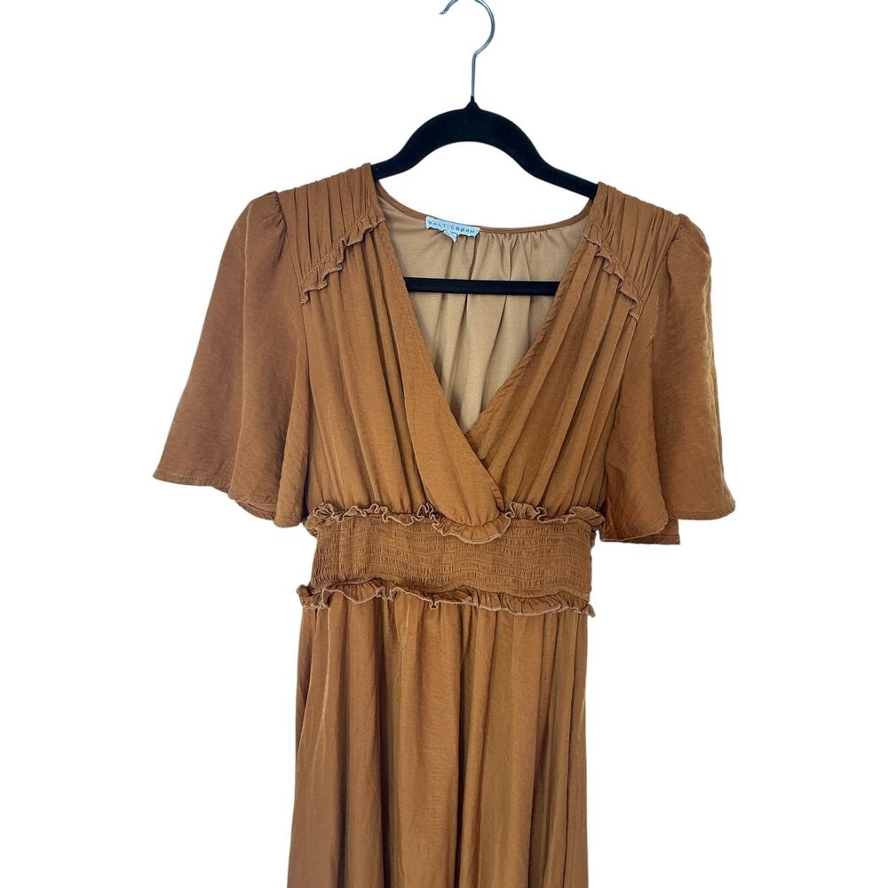 Baltic Born Jules Nutmeg Maxi Dress Small Smocked Flutter Sleeve Boho - Picture 4 of 9
